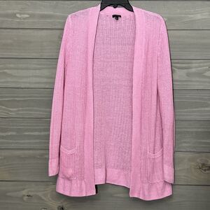Talbots 100% Linen Cardigan Sweater Pink Womens M Cottagecore Classic Feminine